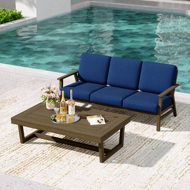 2-Piece Teak Outdoor Sofa Set with Table