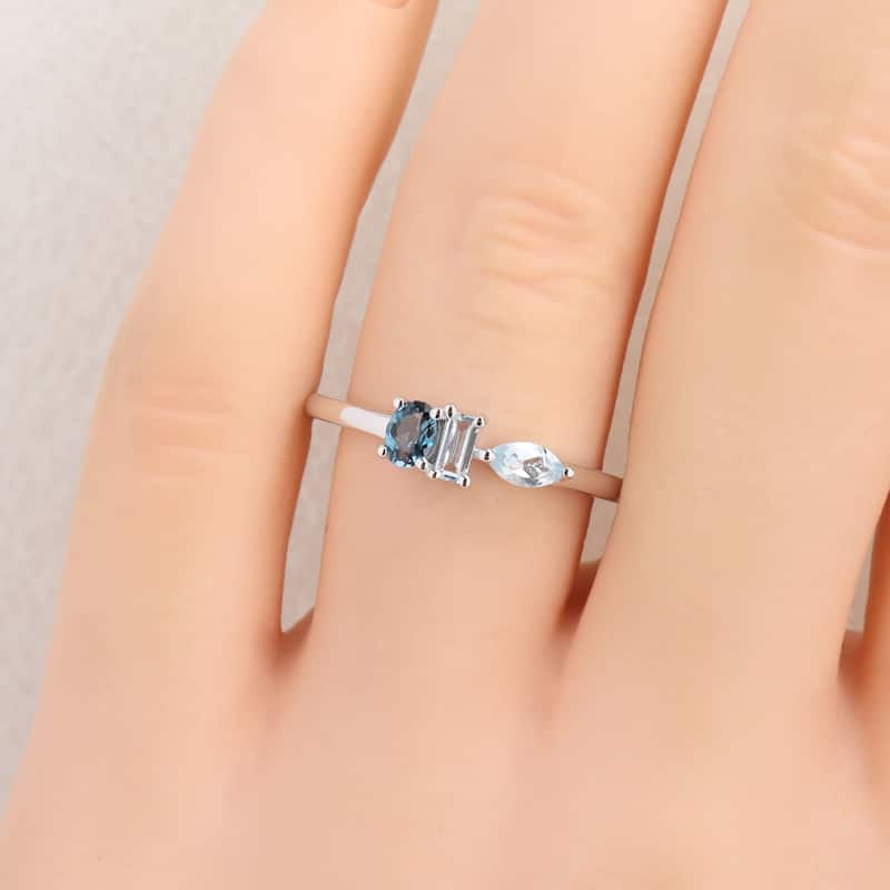 Miadora Multi-Gem Three Stone Ring Sterling Silver