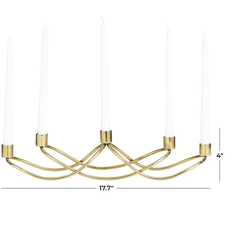 Stainless Steel Metal 5 Candle Candelabra - Gold - Roche River Decor