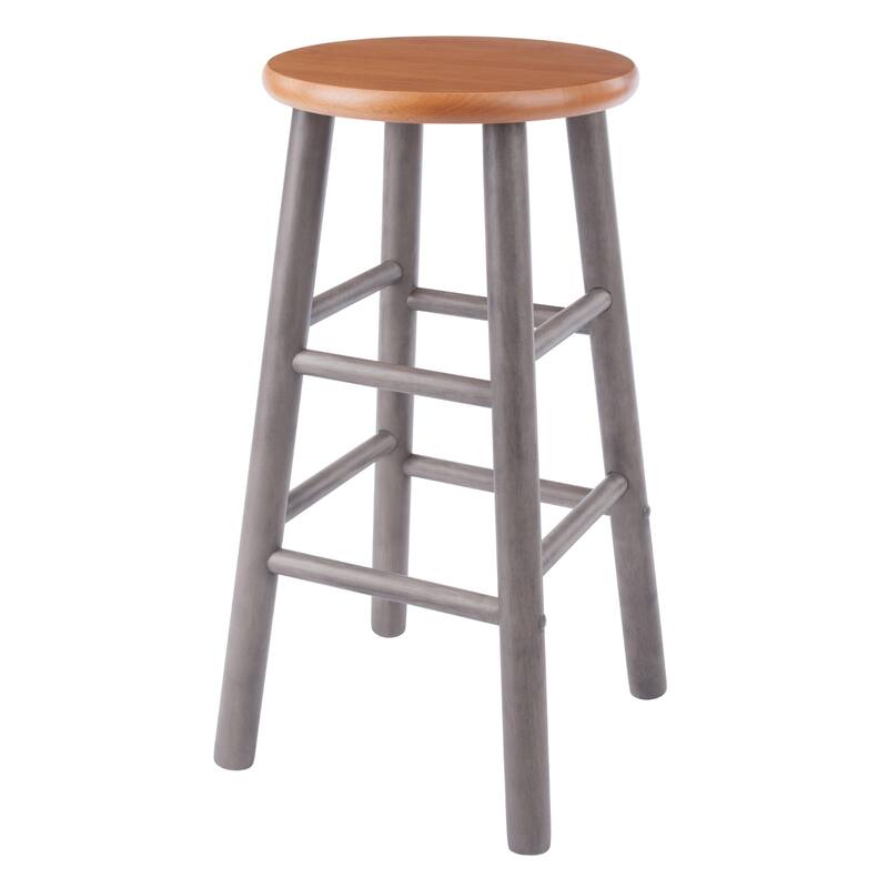 2 Piece Gray and Brown Round Counter Stools 24.5"