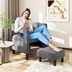 preview thumbnail 9 of 8, Costway Comfy Accent Armchair with Footrest Upholstered Velvet Barrel - See Details