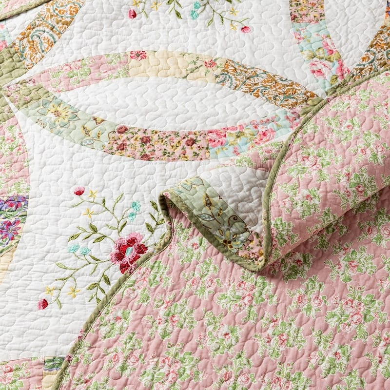 Handcrafted Cotton Patchwork Quilt Set, Hundred of Pieces Hand Sewn, Traditional & Timeless