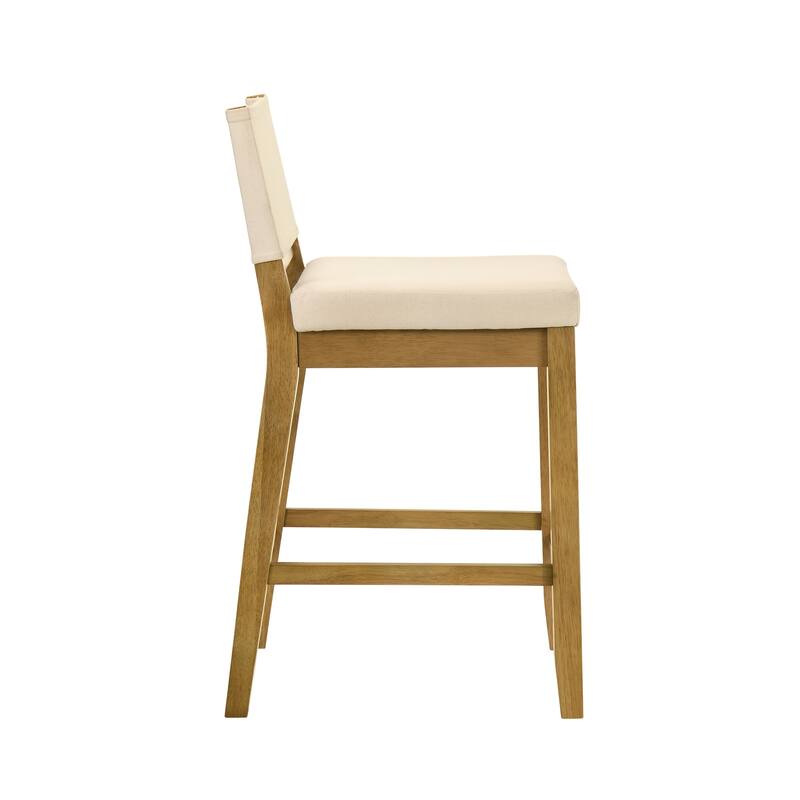 Yanely Mdoern Bar Stool, Upholstered Counter Height Stool with Solid Wood Legs