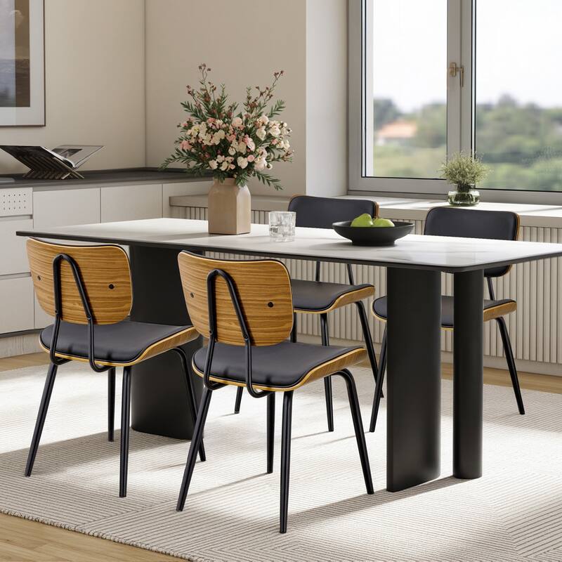 Faux Leather Upholstered Dining Chairs Set of 2/4 - 33.5"H x 19.3"W x 23"D