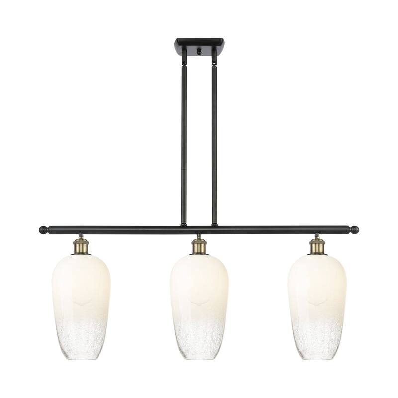 Innovations Lighting Endless Possibilities Ballston - Brookhaven Flute - 3 Light 36" Stem Hung Island Light - Black Antique Brass/Opal