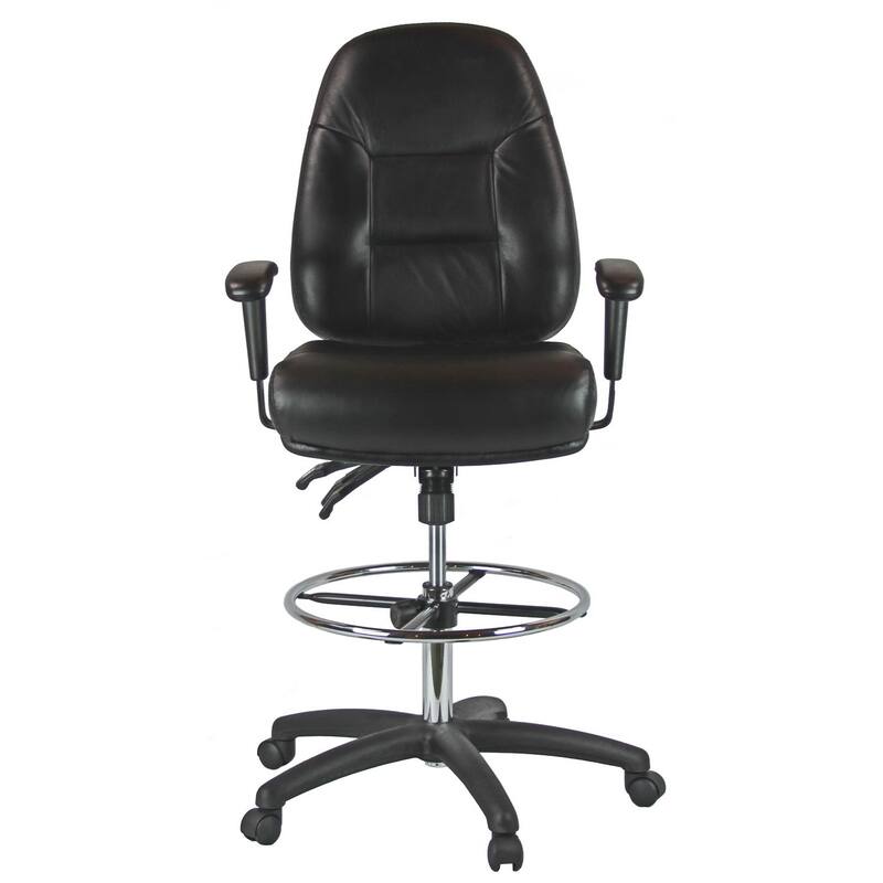 Adjustable Black Leather Office Chair with Lumbar Support - Ergonomic Desk Chair