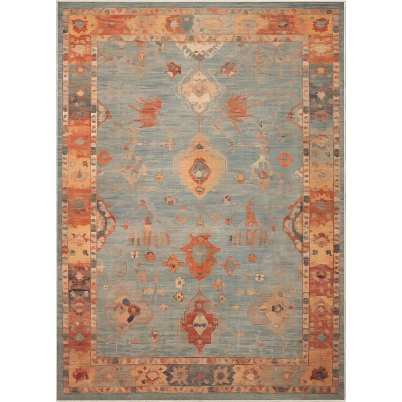 Well Woven Ushak Fethiye Vintage Medallion Pastel Flat-Weave Area Rug