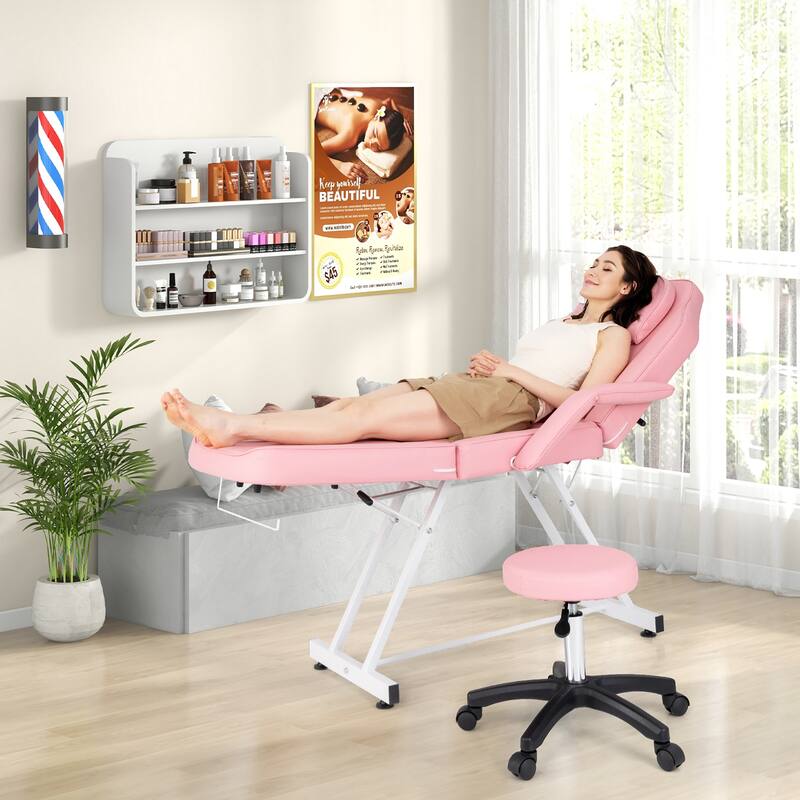 Gymax 73'' Facial Chair w/ Hydraulic Stool Adjustable Backrest &