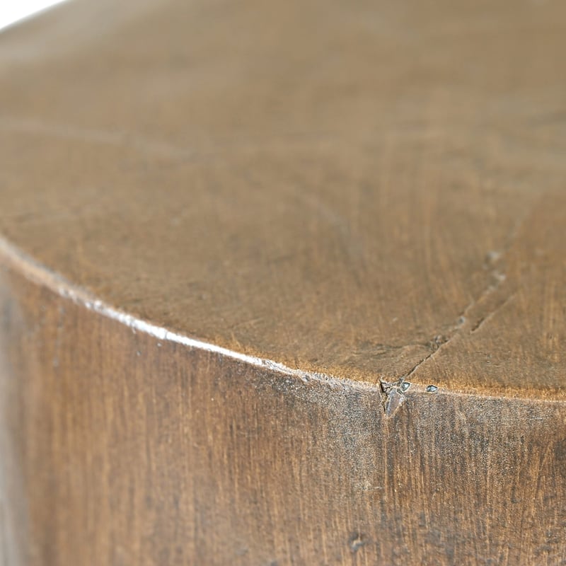Phaedra 13.75" Round Trunk-Style MGO Side Table with Wood-Grain Texture