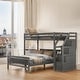 preview thumbnail 2 of 15, Elegant Twin over Full Loft Bed with Staircase, Ladder with 3 Storage Grids, Sturdy Construction & Safety Guaranteed, Grey