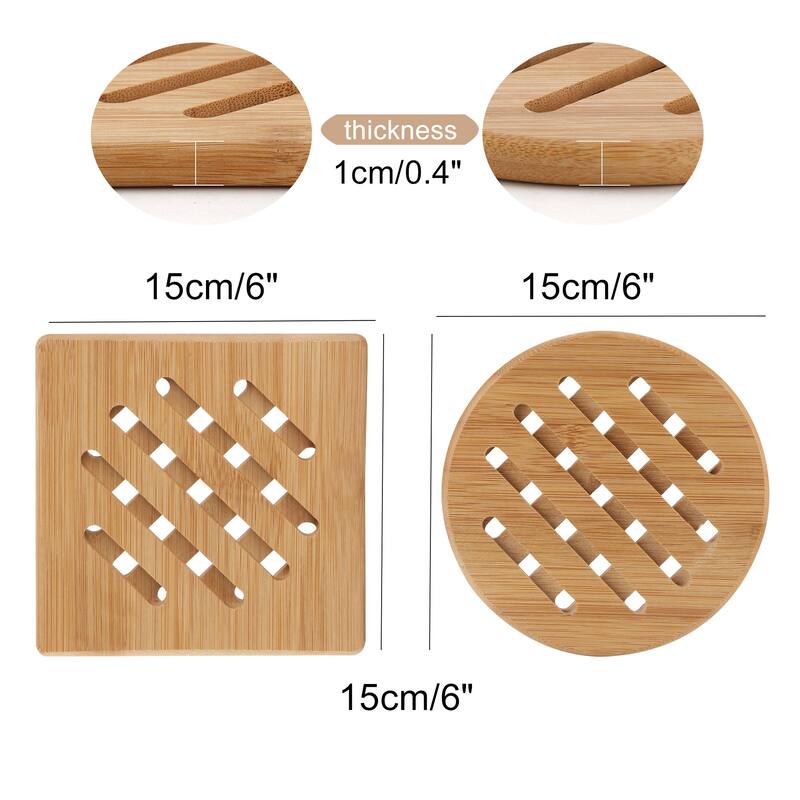 Bamboo Heat Resistant Mat Mats Round & Square Washable Placemats - Wood Color