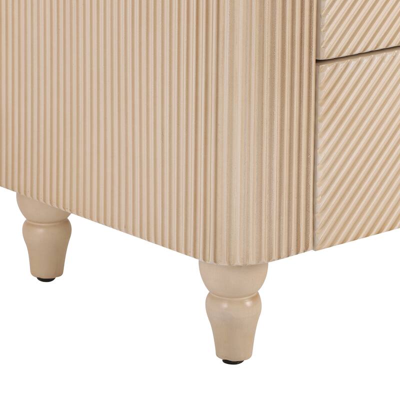 22.8 in Mid-Century Fluted three Drawers Nightstand