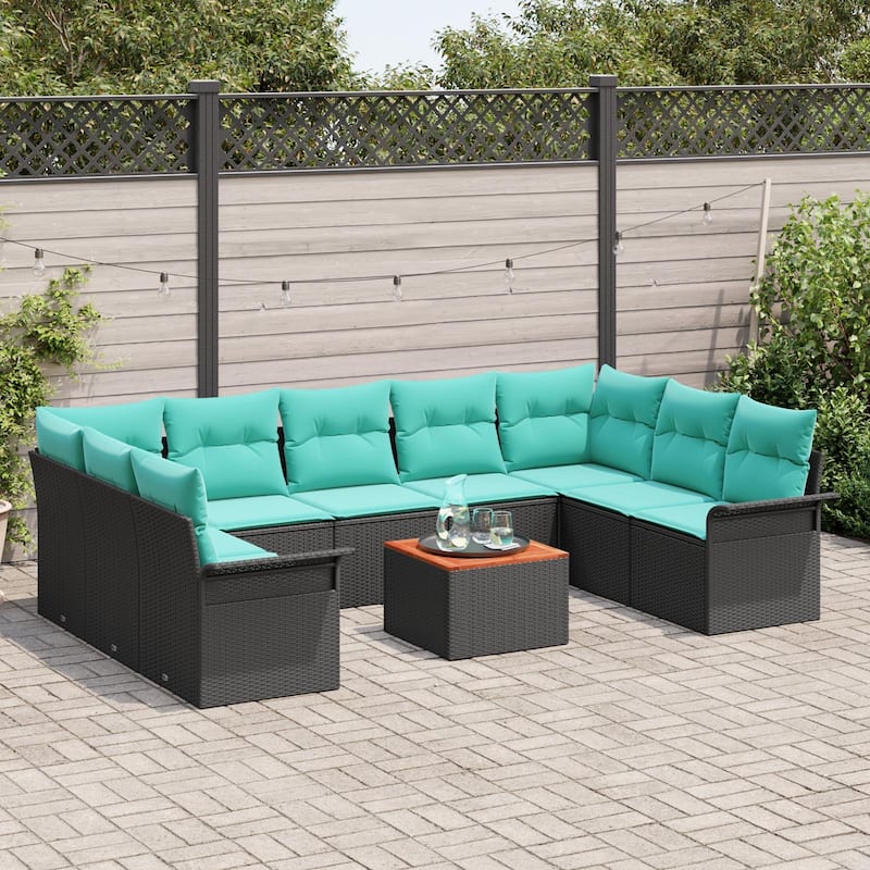 vidaXL 10 Piece Garden Sofa Set with Cushions - 113.8×73.8×27.2