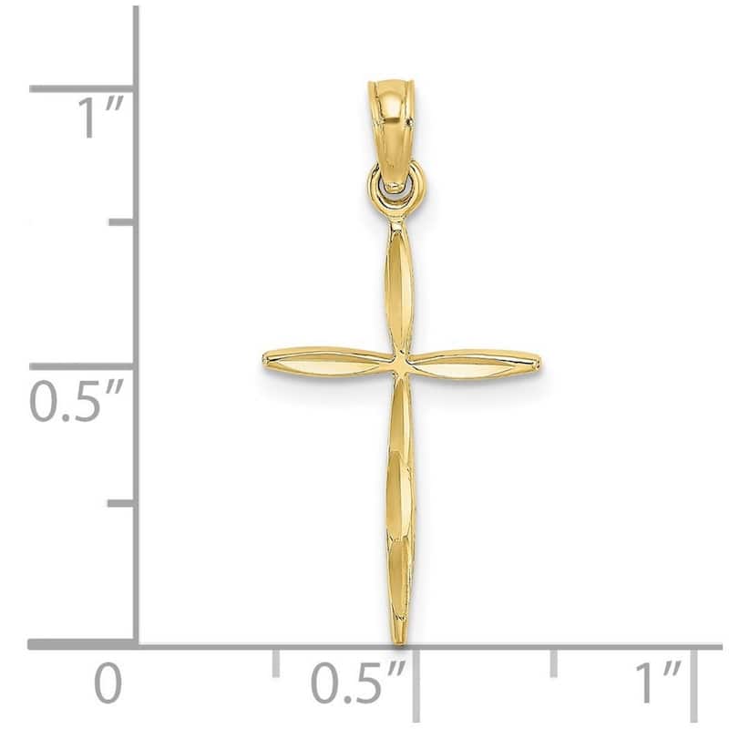 Curata 10k Yellow Gold 18" Diamond Cut Stick Religious Faith Cross (13mm x 25.6mm)