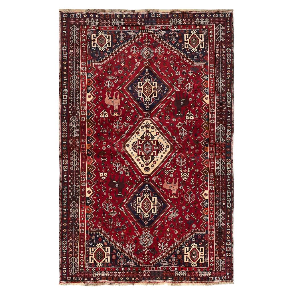 ECARPETGALLERY Hand-knotted Melis Vintage Red Wool Rug - 5'6 x 8'8