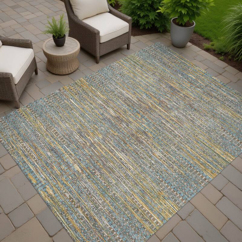 Machine Washable Indoor/ Outdoor Casual Keystone Chantille Rug