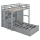 preview thumbnail 20 of 28, Twin Over Twin L-Shaped Bunk Bed with Wardrobe and Bottom Lift Up Hydraulic Bed, Kids Bunk Bedframe w/ Storage Drawers & Shelves
