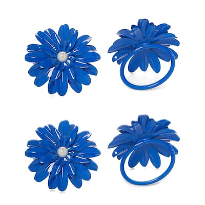 VIBHSA Flower Napkin Rings Set of 8 (Blue Pearl)
