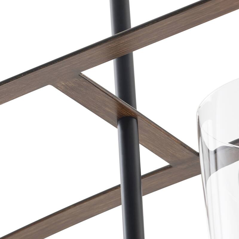 Farmhouse Black 5-Light Glass Kitchen Island Chandelier with Linear Design
