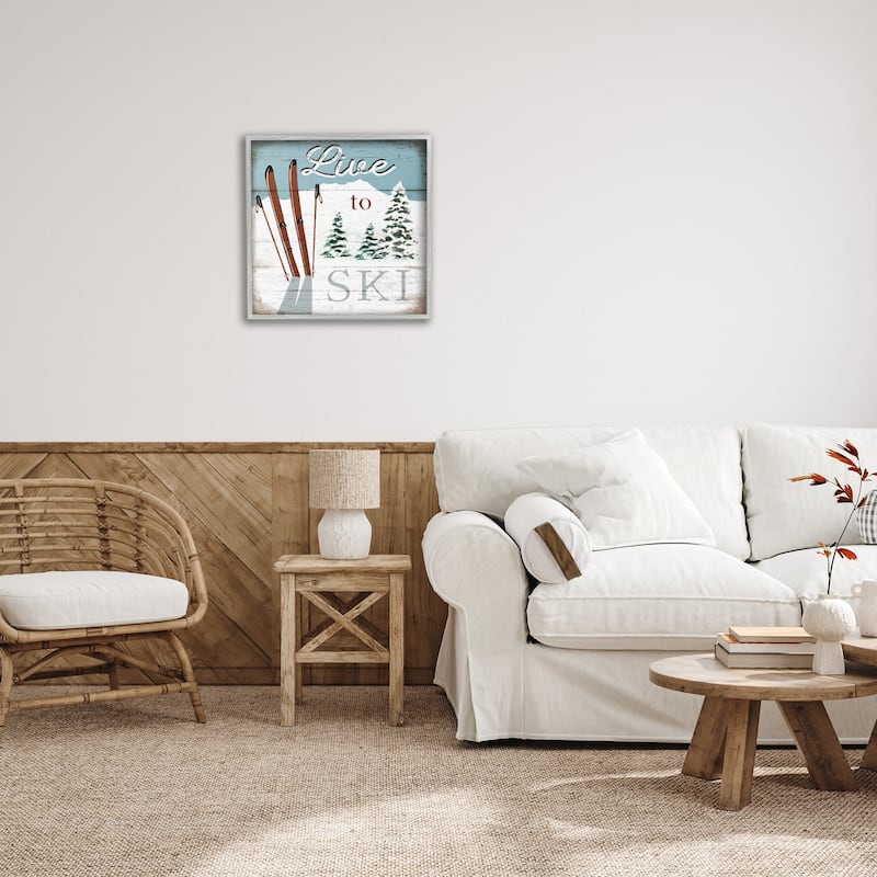 Stupell Live To Ski Rustic Snow Sports Rustic Cabin Framed Wall Art