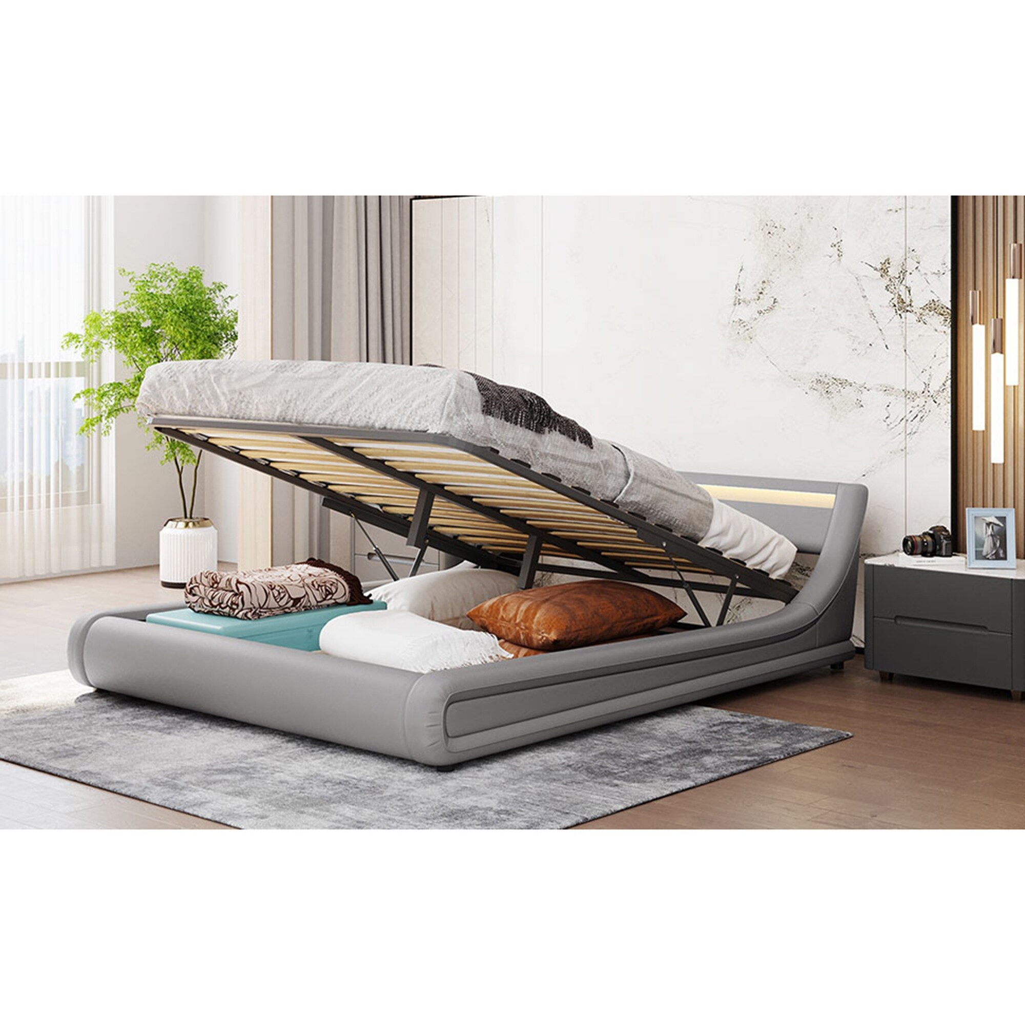 Hayton upholstered led platform bed sale