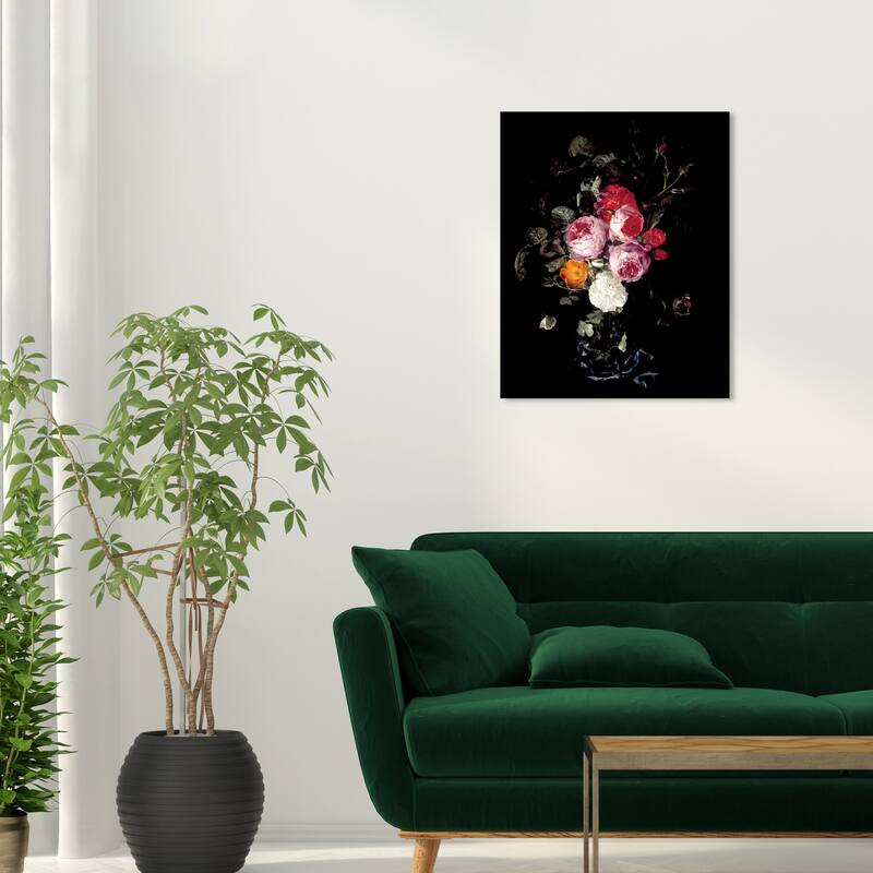 Wynwood Studio Canvas Floral and Botanical Christian Luycks - A Festoon of Roses Pink and Traditional Wall Art Canvas Print - 24 x 20