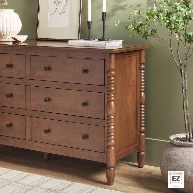 Walker Edison Easy Assembly 6-Drawer Dresser with Wood-Turning Details