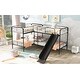 preview thumbnail 4 of 9, L-Shaped Twin Bunk Bed with Slide & Ladder, Space-Saving for Kids, Black