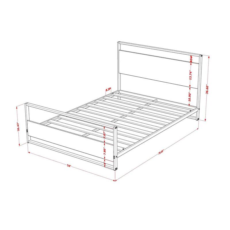 Platform Bed Frame with Metal Legs - Modern Wood Bed