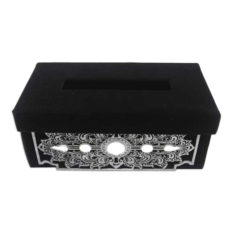 Novica Handmade Paradise Reflection Velvet Tissue Box Cover