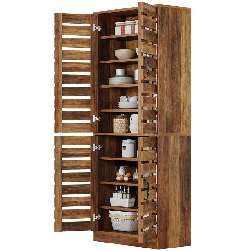 70.8" Kitchen Pantry Cabinet, 9-Tier Kitchen Storage Cabinet, Farmhouse Storage Cabinet for Dining Room