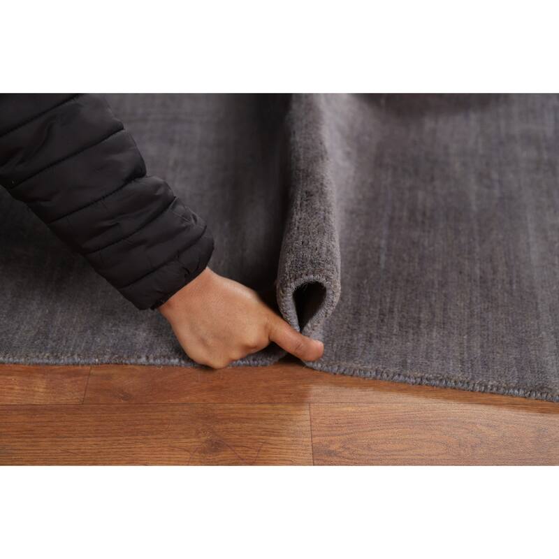 Striped Gray Blue Gabbeh Modern Area Rug Hand-Knotted Wool Carpet - 5'5"x 8'1"