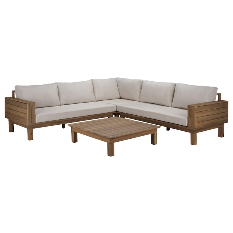 SAFAVIEH Outdoor Living Napoli Sofa - Oak/Cream