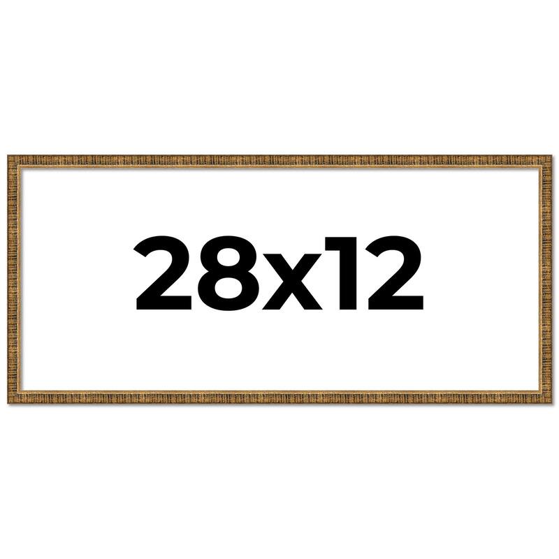 28x12 Frame Black Real Wood Picture Frame Kingsley Gold Distressed Photo Frame with UV Acrylic Foam Board Backing &