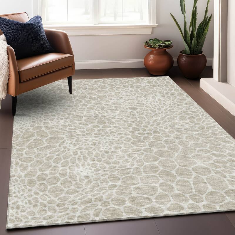 Premium Washable Super Soft Contempory Prints Mayfield Rug - Beige - 2'6" x 3'10"