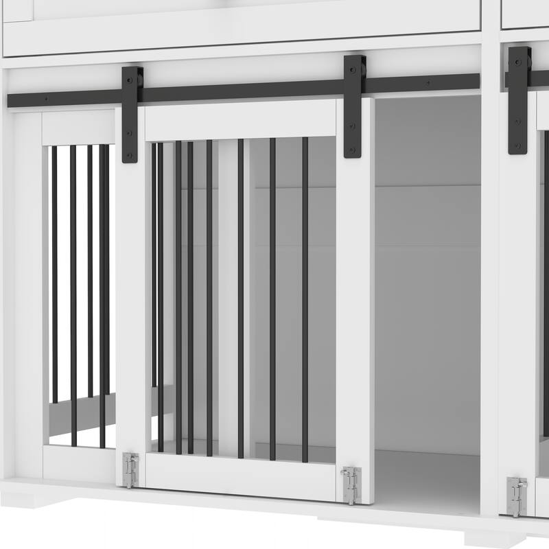 63'' Large Dog Crate Furniture Wooden Dog Kennel with 2 Drawers, Divider and Sliding Door