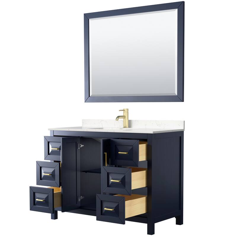 Daria 48 Inch Single Vanity, Cultured Marble Top, 46 Inch Mirror