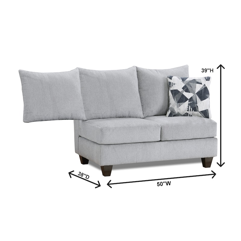 Roundhill Furniture Duleek Upholstered Armless Loveseat, Herringbone Silver - N/A