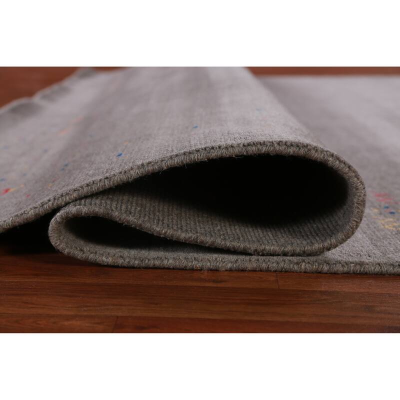 Hand Knotted Oriental 100% Wool Carpet Tribal Tribal Greys & Charcoal Gabbeh Area Rug - 10' 1'' X 8' 7''