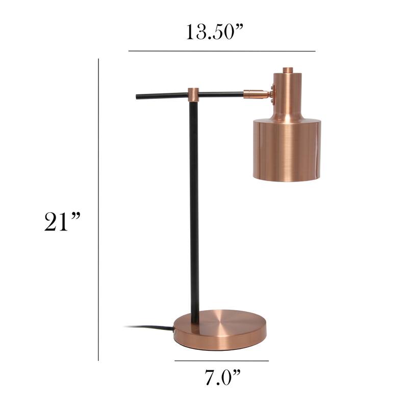 21 in. Rose Gold Finish Table Lamp with Gold Shade, Sturdy Table Lamp for Living Rooms and Bedrooms