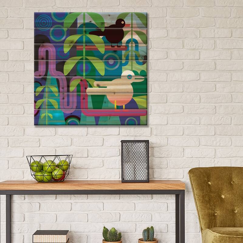 Jungle Print On Wood by Charles Harker - Multi-Color
