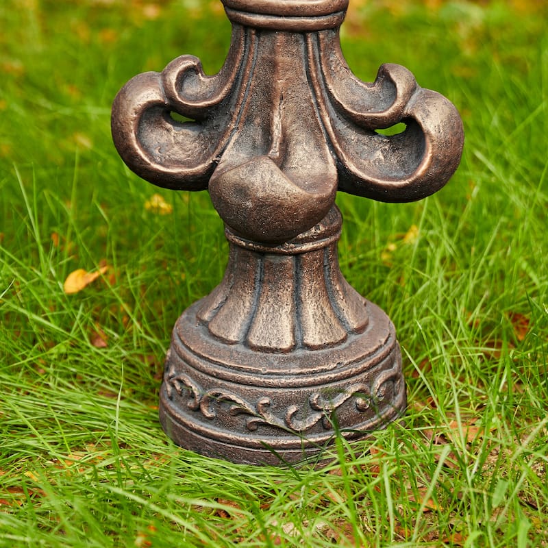 MgO Bronze French Holiness Fleur De Lis LYS Garden Statue Coastal Sculpture by Glitzhome