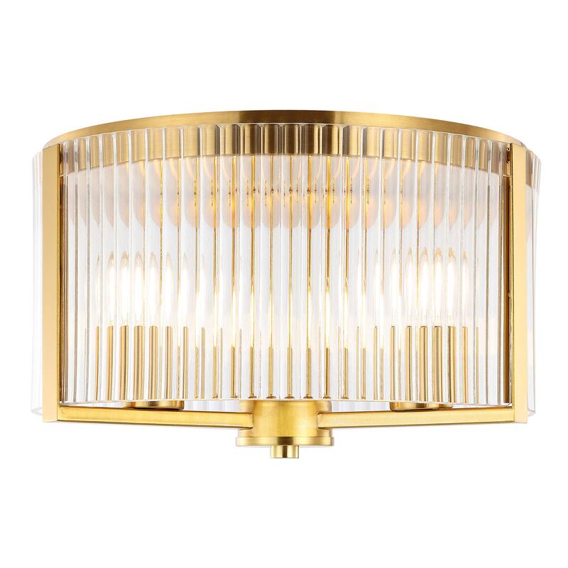 SAFAVIEH Lighting Aglaia Flush Mount - 13" W x 13" D x 8" H - Brass - 13Wx13Dx8H