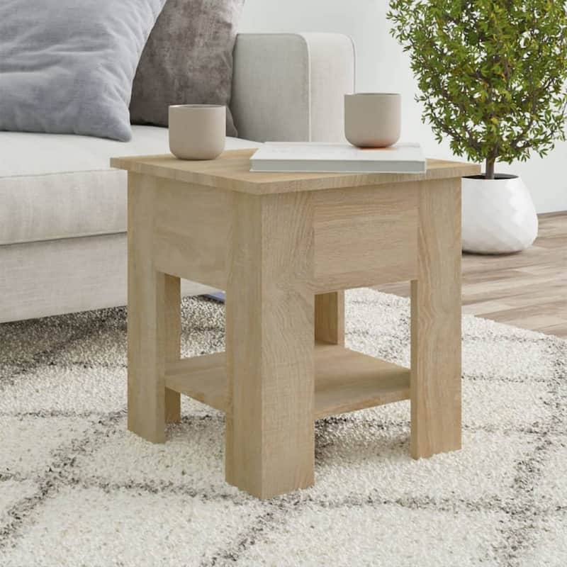 vidaXL Coffee Table End Table Sofa Table Living Room Furniture Engineered Wood - 15.7" x 15.7" x 16.5" - Sonoma oak