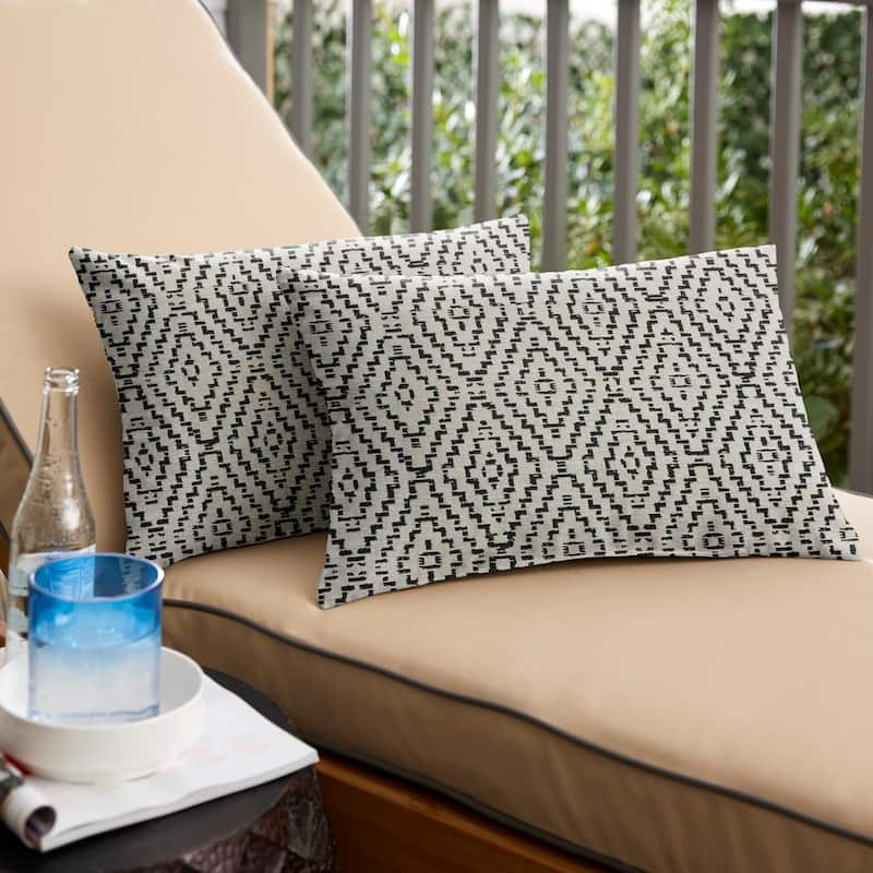 Sunbrella Capra II Shadow Print Indoor/Outdoor Knife Edge Pillow (Set of 2) - 12 in x 18 in - Capra II Shadow