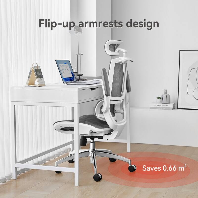 SIHOO M59AS Ergonomic Office Chair, High Back, Mesh, 3D Flip Armrests, 300lb - N/A