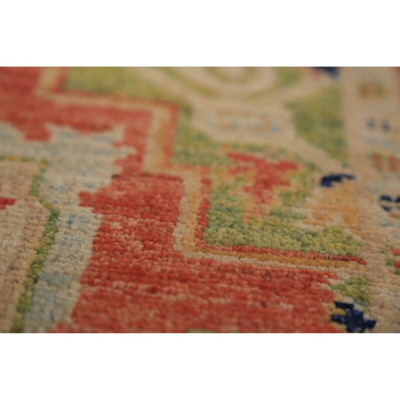 Orange & Green Heriz Serapi Vegetable Dye Rug Handmade Wool Carpet - 3'1"x 5'0"