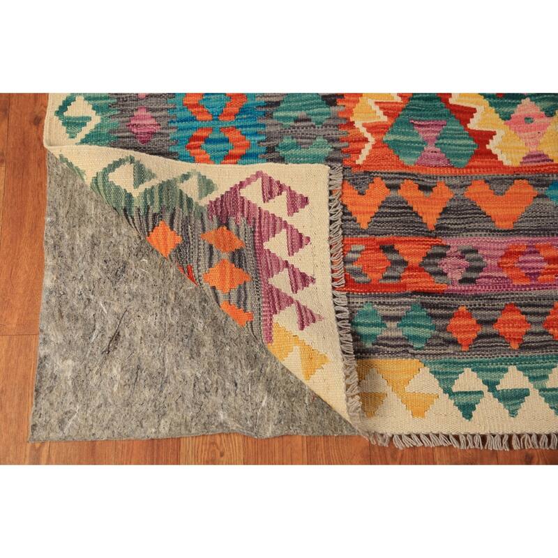 Kilim Oriental Area Rug Flatweave Wool Carpet - 9'8"x 13'0"