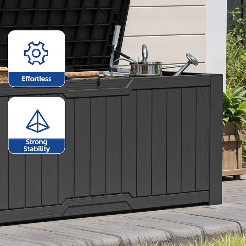 120 Gallons Large Resin Water Resistant Lockable Deck Box