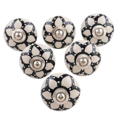 Novica Handmade Blooming Magic Ceramic Knobs (Set Of 6)